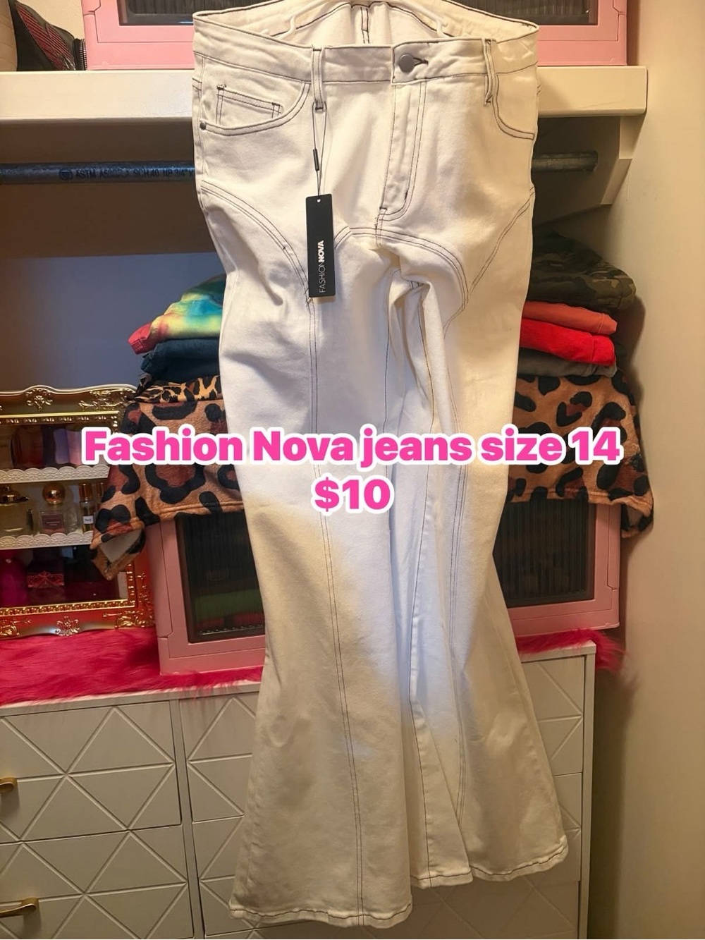 Fashion Nova White Flare Jeans - High Rise Wide Leg